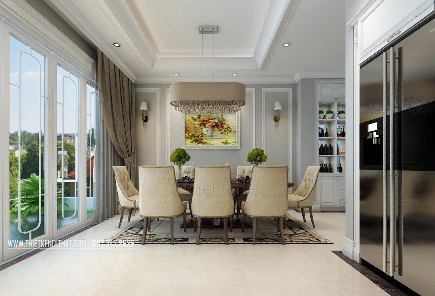 Thiết kế nội thất phòng ăn nhà liên kề tại khu đô thị Văn Quán